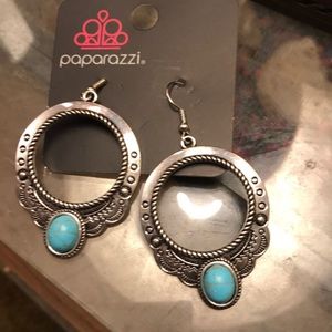 Sky blue/ golden design earrings